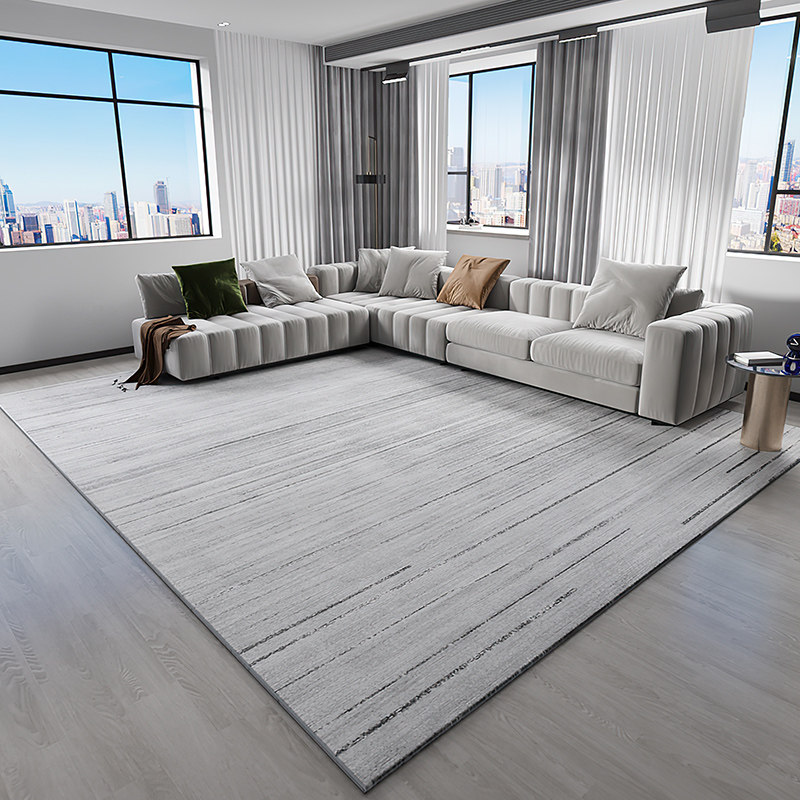 Modern minimalist light luxury living room carpet bedroom room full of black and white gray Nordic sofa coffee table blanket bedside blanket