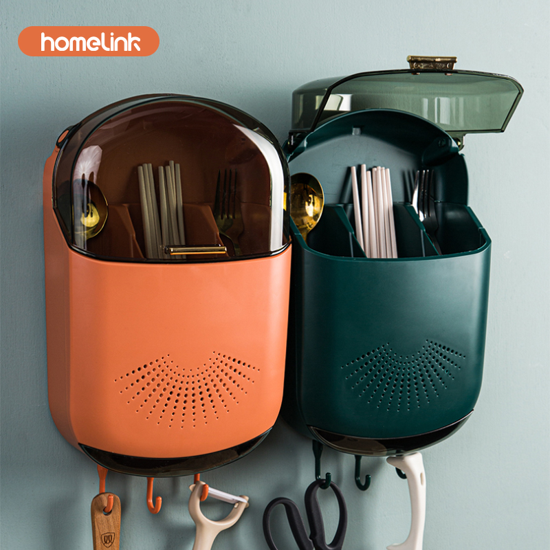 【网红爆款】筷子桶壁挂式带盖防尘筷篓