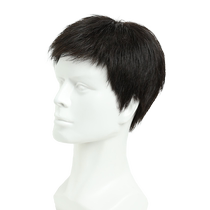 Wig mens short hair full real hair light breathable fashionable natural fluffy white-covering shiny head short hair full head set