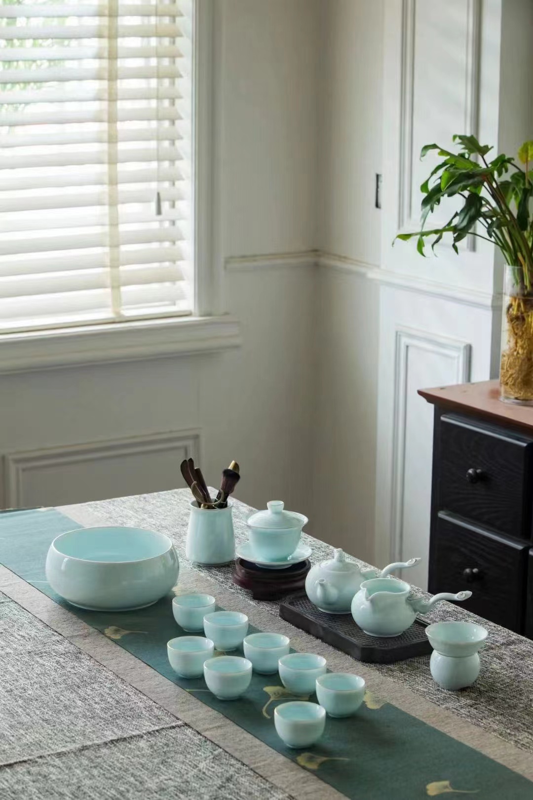 View of Jingdezhen Cyan Tea Set Suit Real Body Shop Real Pat Needs Consultation-Taobao