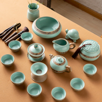 Jingdezhen tea set household office a set of high-end Rukunkung Tea Cup ceramic pot high-end gift box