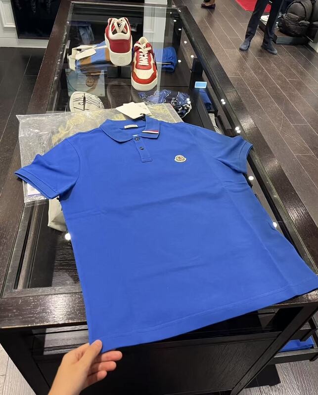 Moncler Men's Spring and Autumn Shirt with a Polo Collar