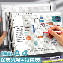 Loose-leaf Ben Thinking Guide Notebook Notebook Cross Over a4 Big Picture Drawing Paper Special Horizontal Version Cornell Box College Student Brief Joins Wind Exam Research Detachable Reading Book Grid Blank Book