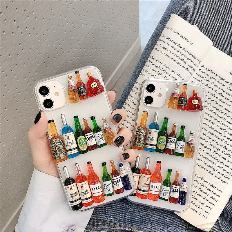 Apply Apple 11 13 Mobile phone protective shell ProMax transparent stereo XS Maotai Multiple wine bottles XR personality creative iphone12 tennis red 7plus hyperfire ins wind s