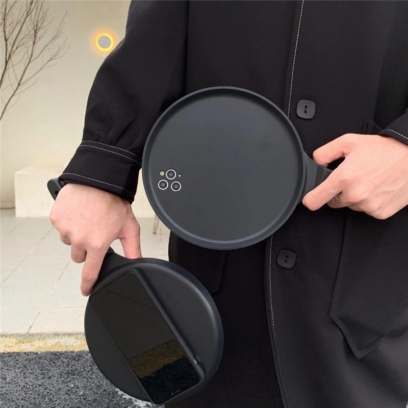 Hot pot shake with the same ash Grey Wolf Flat Bottom Pan Phone Protection Shell 12 13Pro Max Creative Apple 11 Mobile Phone Protection Shell Silicone XSMAX XR X individuality anti-fall 7 8P