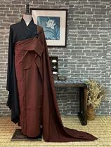 Qixin monk clothes imported hemp yarn magnolia big leaf seven clothes plastic hook seven clothes brown ordained monk clothes