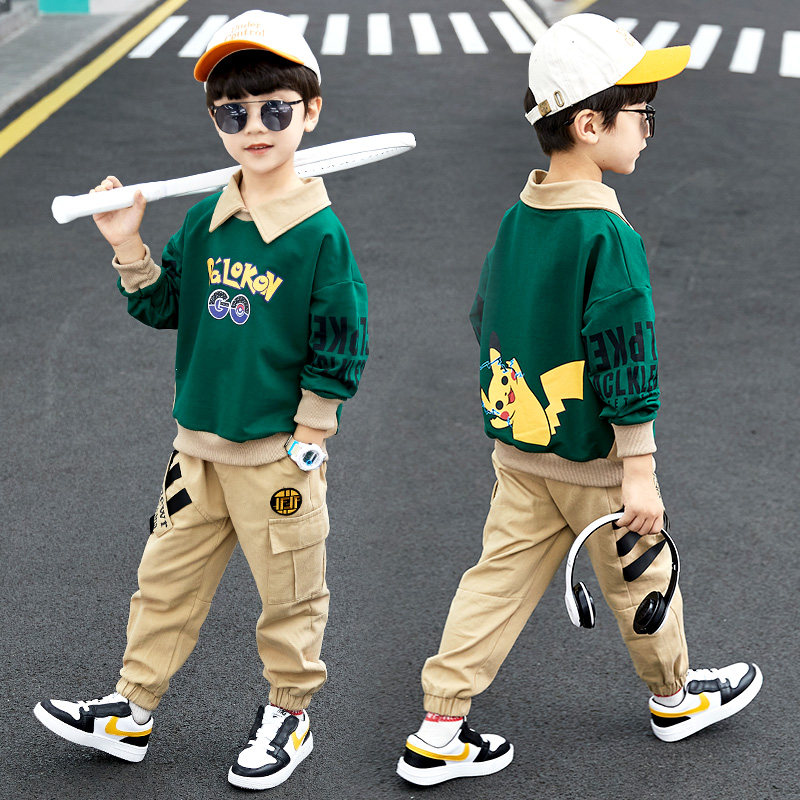 Children's clothing boys' spring suits 2021 new middle-aged children's two-piece set 9 Western style 10 boys handsome 12 trendy boys