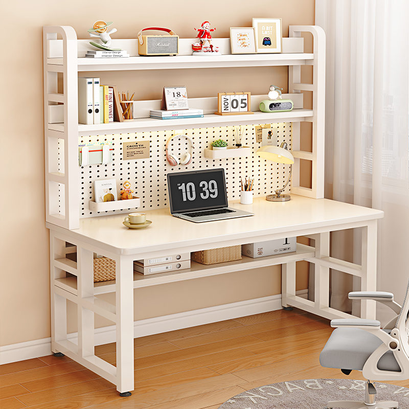 Desk and Bookshelf Integrated Table, Bedroom Desktop Computer Table, Simple Modern Practical Wooden Student Home Study Writing Desk