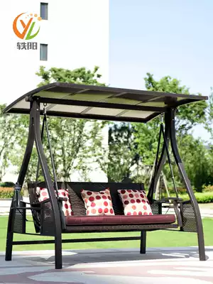 Yiyang outdoor hanging basket rattan chair Courtyard Garden swing hanging chair Open-air balcony swing swing hanging bed iron chair