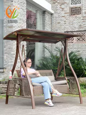 Yiyang outdoor swing hanging basket rattan chair Garden rocking chair outdoor iron swinging Qianqiu courtyard outdoor balcony double chair