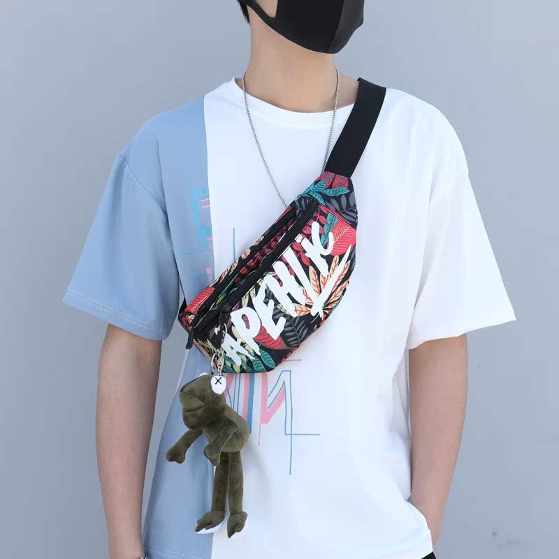 Messenger bag waist bag female summer work ins tide Japanese men's single shoulder bag Korean small bag canvas shoulder bag chest bag summer