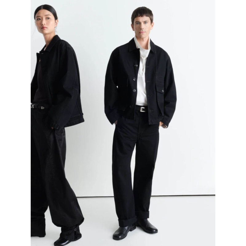 【King of Jackets】Lemair Style Black Denim Jacket, Old Money, Quiet Luxury, Elegant, Simple Silhouette, Loose Fit