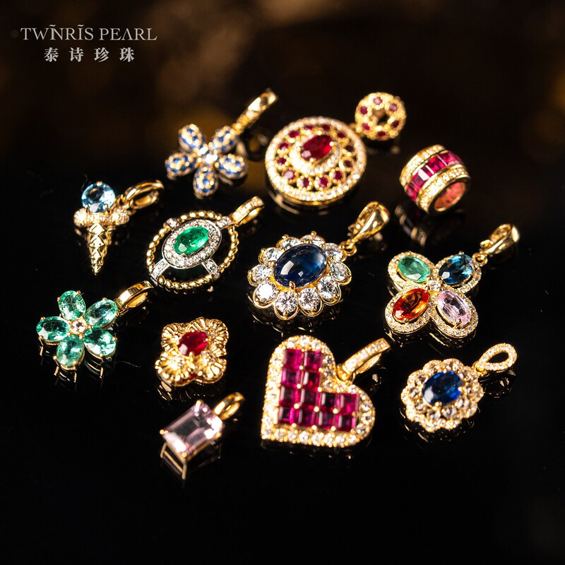 【Brilliant Gemstone K Gold】Thai Shih Blood Ruby Sapphire Emerald Gemstone Necklace Bracelet Pendant