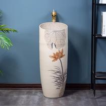 Small wash basin one floor-to-ground column wash basin outdoor courtyard pool pool bathroom basin