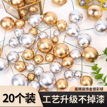Cake decoration ball net red gold and silver ball ball small gold bead phantom transparent ball decoration Christmas ball baking plug-in