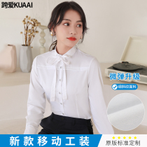 New Mobile Business Hall Workwear Jacket Long Sleeve Tooling Uniform White Butterfly Collar Micro-Shirt Professional Woman