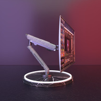 Electric race display bracket curved surface large screen human ergonomic display screen holder lifting universal rotating computer base