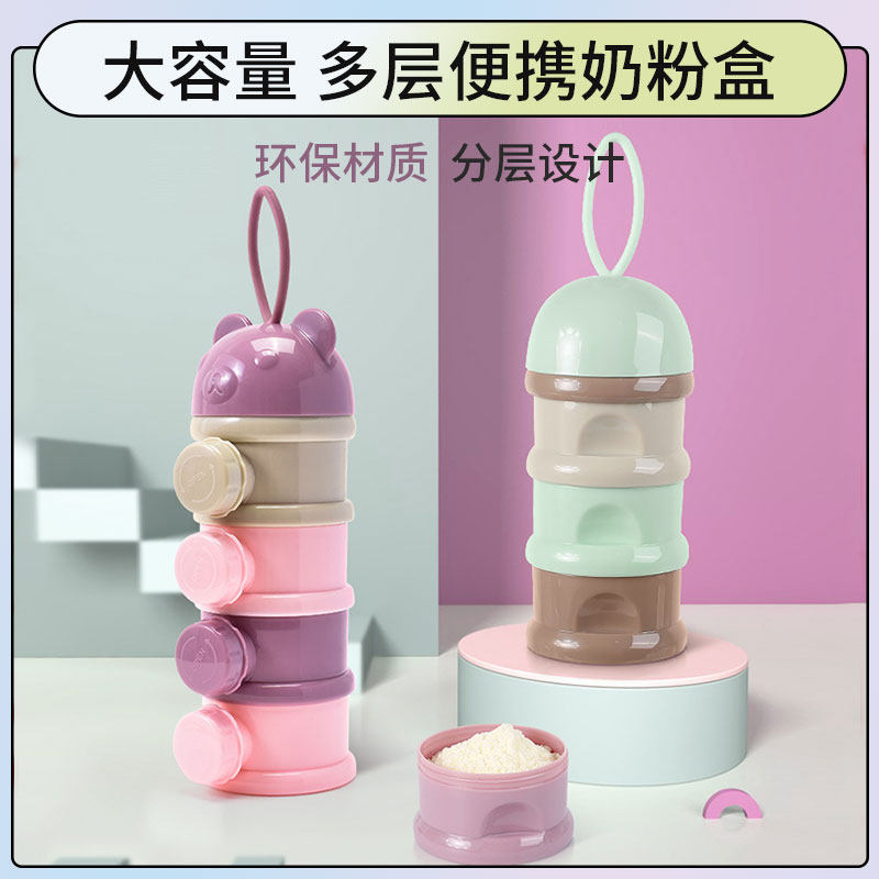 Baby baby milk powder box compartmentalized portable to go out convenient to go out sub-packaging sealed moisture-proof rice powder box storage box