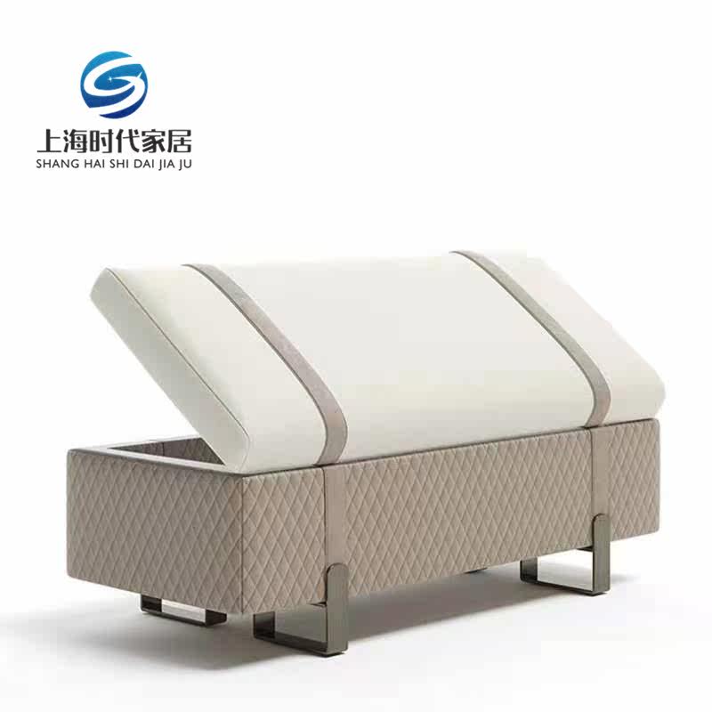 Nordic light luxury leather fabric home shoe changing stool modern bedroom storage bed end stool simple living room multifunctional pedal