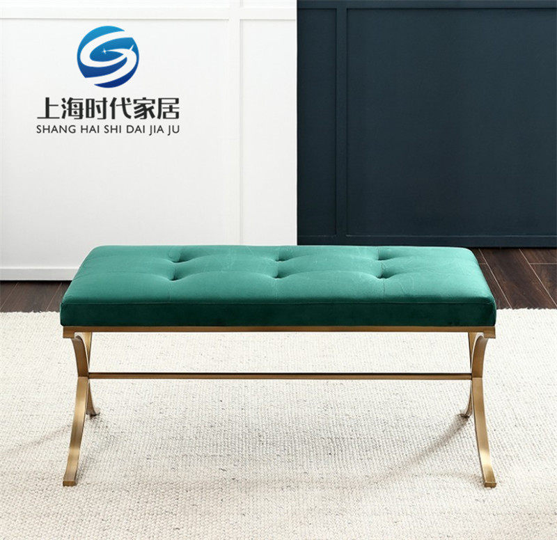 Nordic light luxury small apartment velvet cloth shoe stool Hong Kong-style net red post-modern bedroom bed end stool simple sofa stool