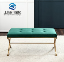 Nordic light lavish small household type velvet fabric swapped shoes stool port style net red postmodern bedroom bed tailstool minimalist sofa stool