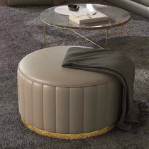 Modern light lavish genuine leather round sofa stool pedalling living-room tea-bench cloakroom with test changing shoes stool short stool leather mound