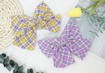 Wanning Korean version plaid big bow hairpin female summer Sen department sweet vitality headdress hair accessories