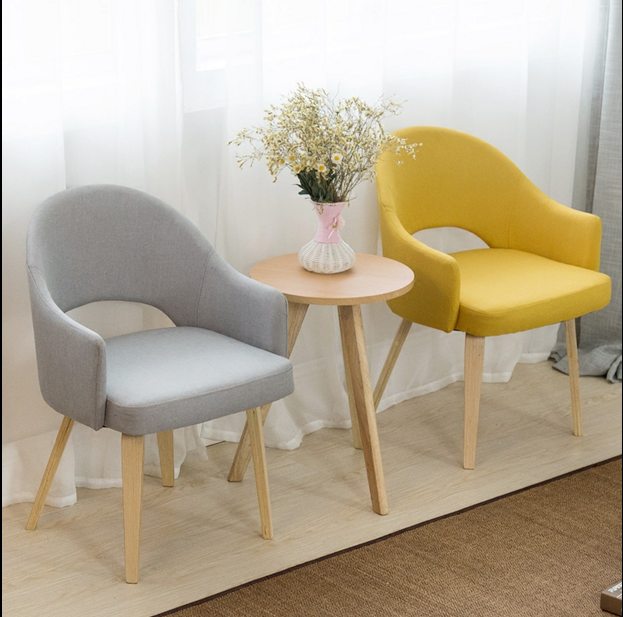 Nordic Minimalist Computer Chair Home Sofa Chair Comfort Long Sitting Cloth Art Solid Wood Book Room Chair Single Bedroom Chair