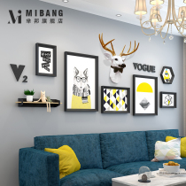 Nordic living room decorative painting Modern simple punch-free sofa background hanging painting Bedroom room dining room decorative mural