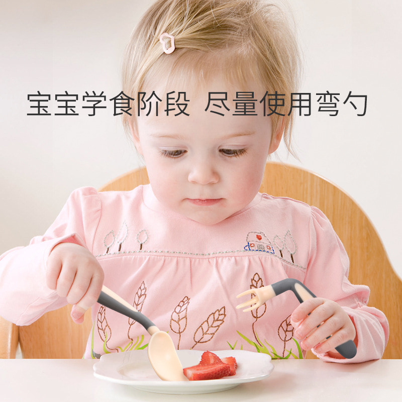 tohuyx children cutlery accessory food tablespoon baby boy baby learn to train silicone gel spoon fork suit for dinner twist and spoon