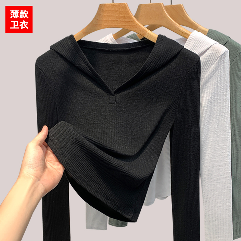 Black Hoodie with Hood for Spring and Autumn, Casual Style, Women's Hoodie, 2026 New Versatile Casual Long-Sleeve Top for Women