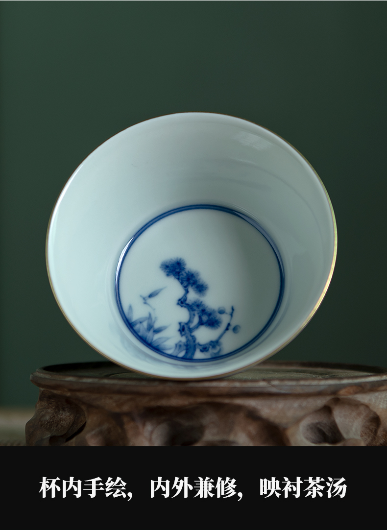 Twenty - four ware jingdezhen hand - made ceramic kung fu masters cup of blue and white porcelain cup a cup of pure checking tea light