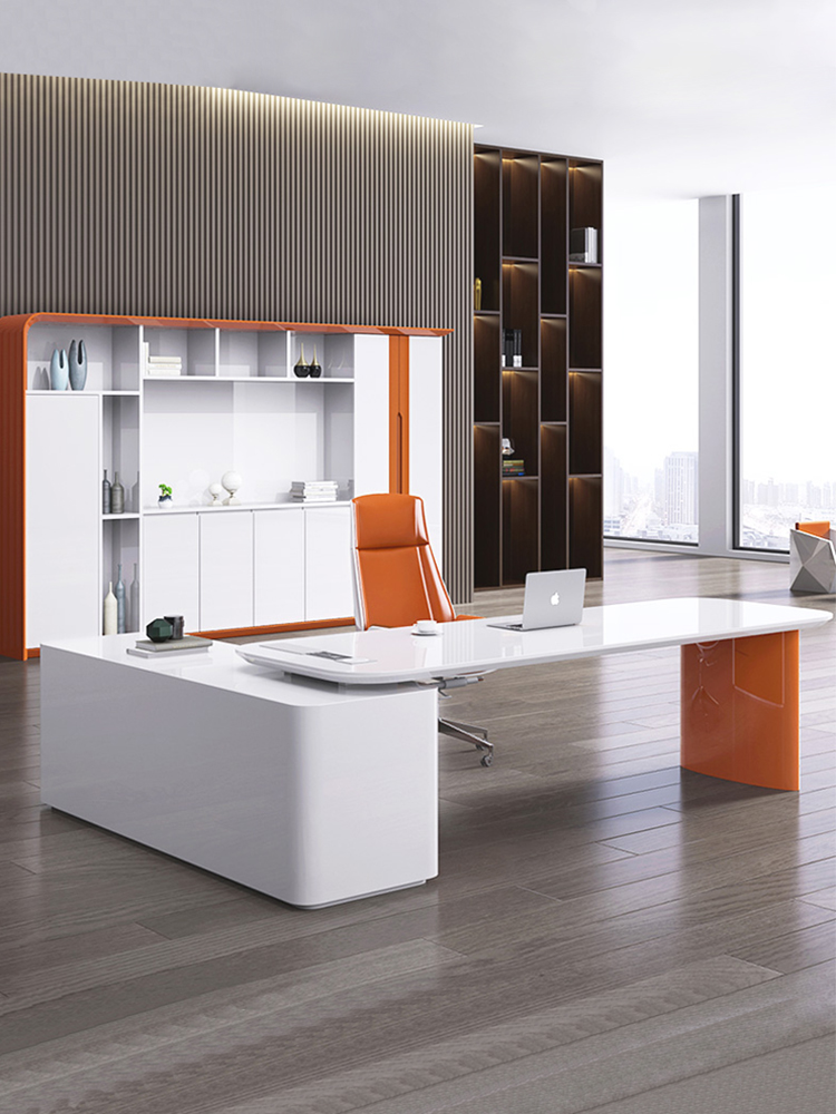 Modern minimalist desk chair Composition Baking Varnish Boss Table White Large Bandai Office Woman President Desk desk
