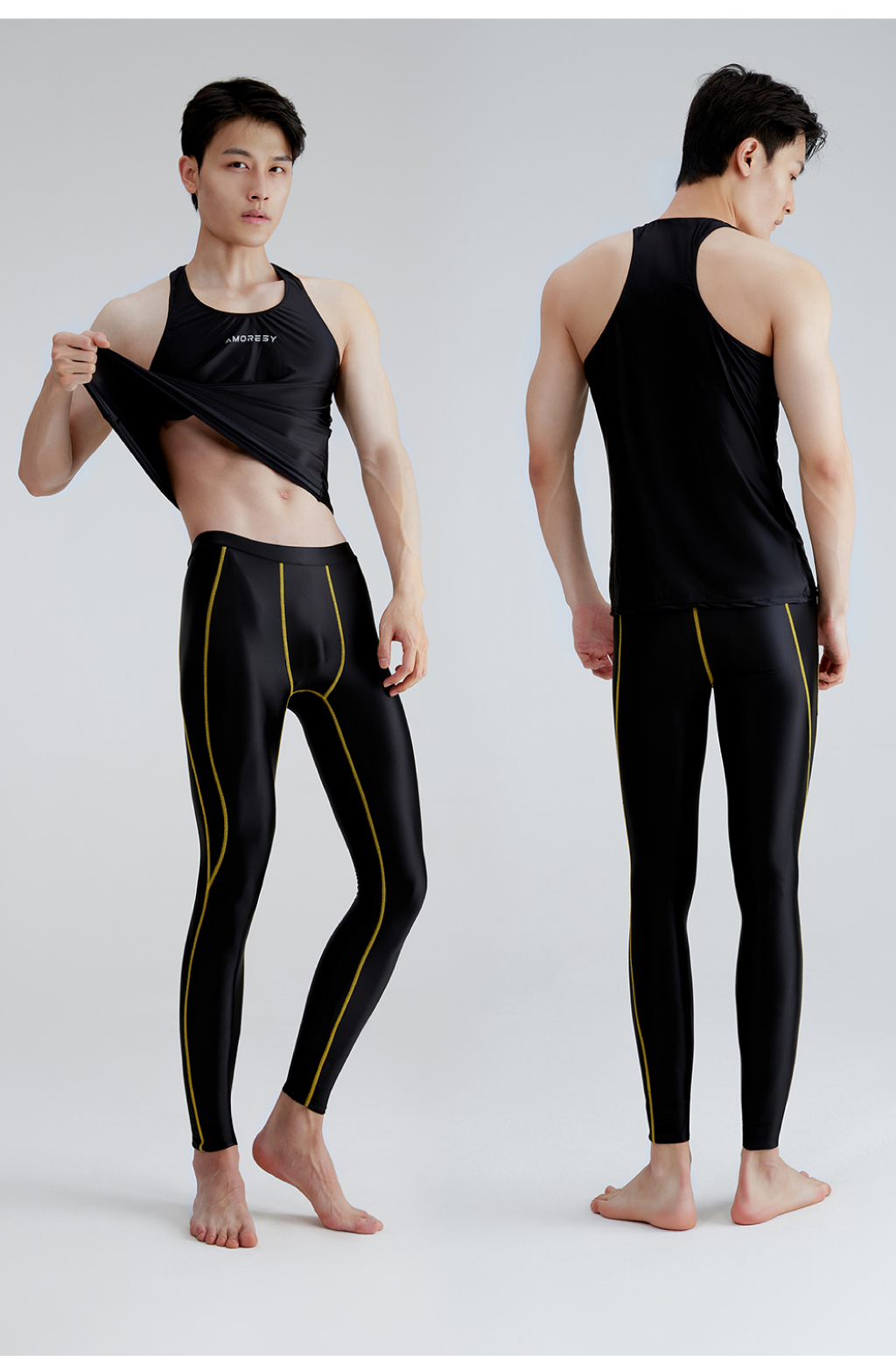 AMORESY Ares Series Nude Men's Basketball Football Breathable High Brightness Tight Elastic Fitness Pants Leggings