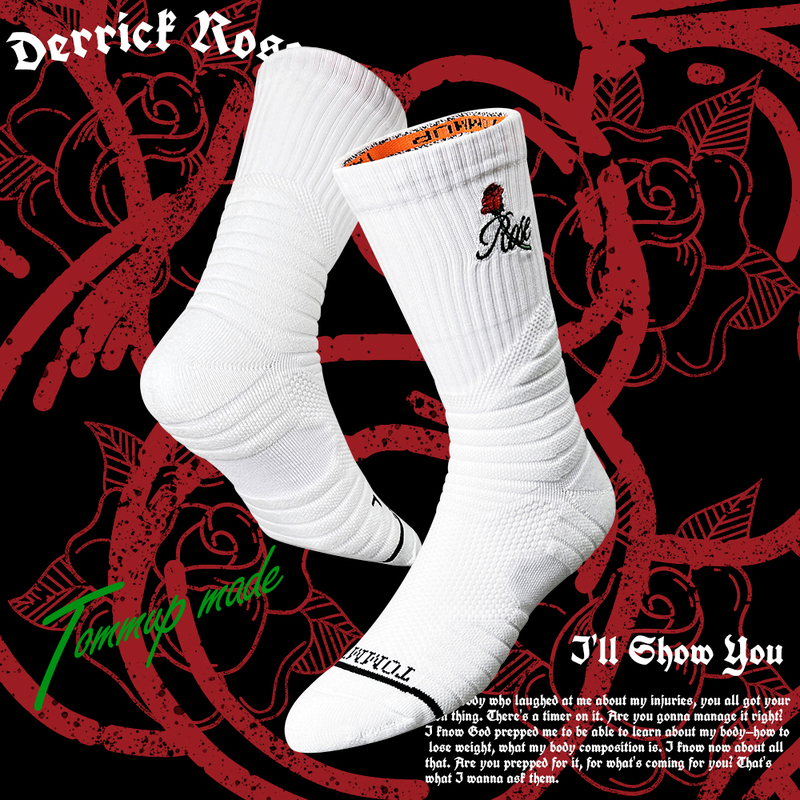 Tommup Rose Embroidery Basketball Socks High-Top Basketball Elite Socks Towel Bottom Sports Socks Training Socks