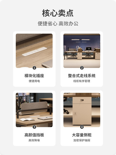 Kombination aus Schreibtisch und Stuhl für das Personalbüro, einfacher, moderner Bürotisch, Personalstation für sechs Personen, Tischmöbel für das Finanzpersonal