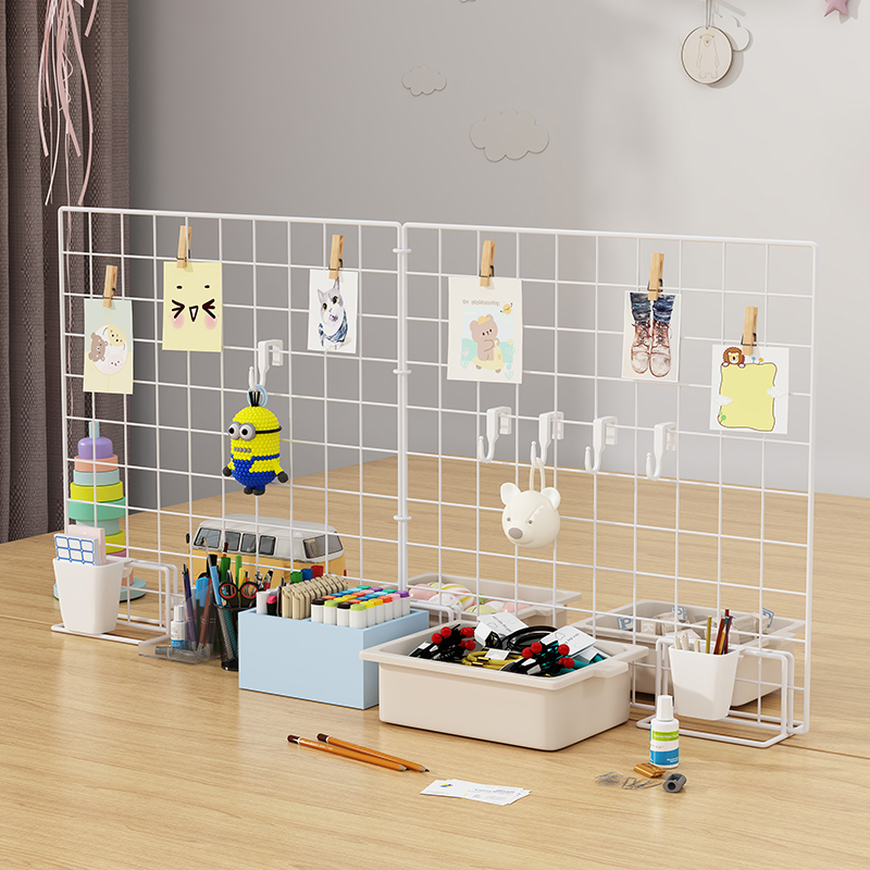 Grid Show Show Kindergarten Beauty Work Area Works Display Shelf Pendulum stall Desktop Photo Rack Netting Ornament Table-Taobao