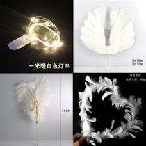 Feather cake decorated warm white light string peacock feather accessories net red cake baking piece turned feather