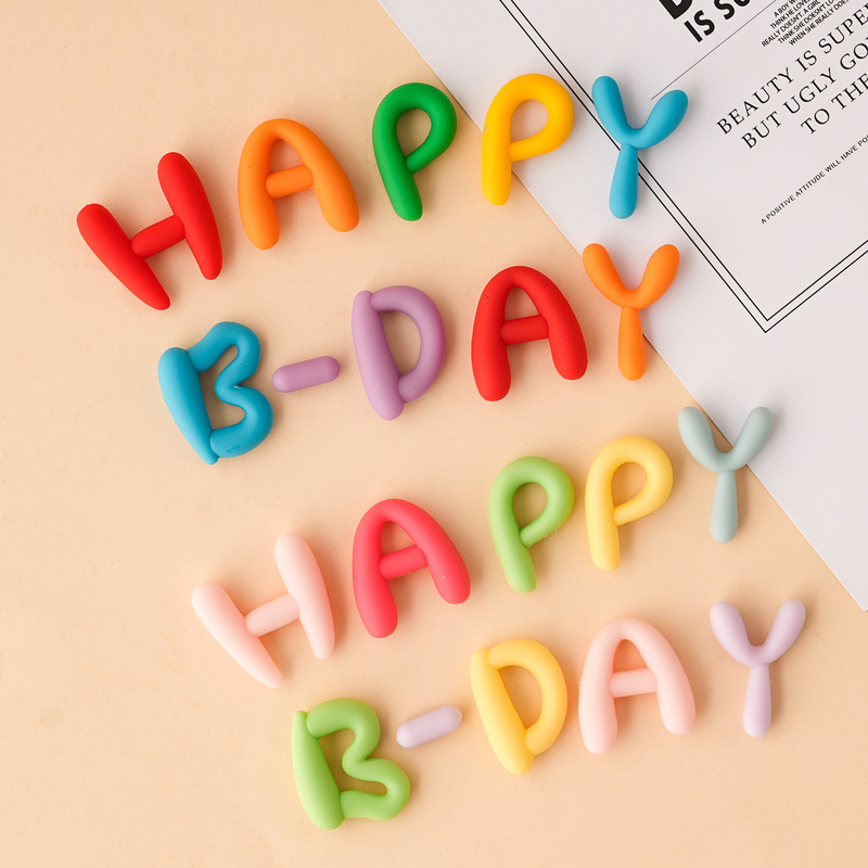 Children's Boys and Girls Birthday Baking Table Toppers Trendy ins Style Soft Rubber Colorful Letters Happy Cake Decoration Children's Boys and Girls Birthday Baking Table Toppers Trendy ins Style Soft Rubber Colorful Letters Happy Cake Decoration