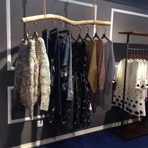 Clothing store display rack clothes rod top-mounted hanging clothes hanger solid wood boom ring wooden stick ceiling rack shelf