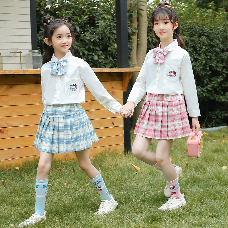 Children Jk Uniforms Suit Girls New Day Series Genuine Spring Autumn Elementary School Kids Performance Clothes Girls 100 Plexu Plaid Dress