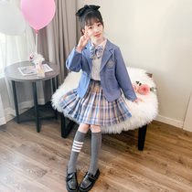 Girls spring and autumn suit 2021 new childrens foreign style jk Japanese skirt schoolboy suit British three-piece suit
