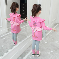 Girls net red sweater suit 2021 new childrens cute spring and autumn foreign style girls fashionable leggings two-piece set