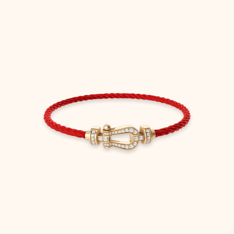 Si Yao Jewelry 18K Gold Force10 Series Horseshoe Clasp Bracelet, Luxurious Full Diamond Red Bracelet Clasp, Perfect for a Gift Si Yao Jewelry 18K Gold Force10 Series Horseshoe Clasp Bracelet, Luxurious Full Diamond Red Bracelet Clasp, Perfect for a Gift
