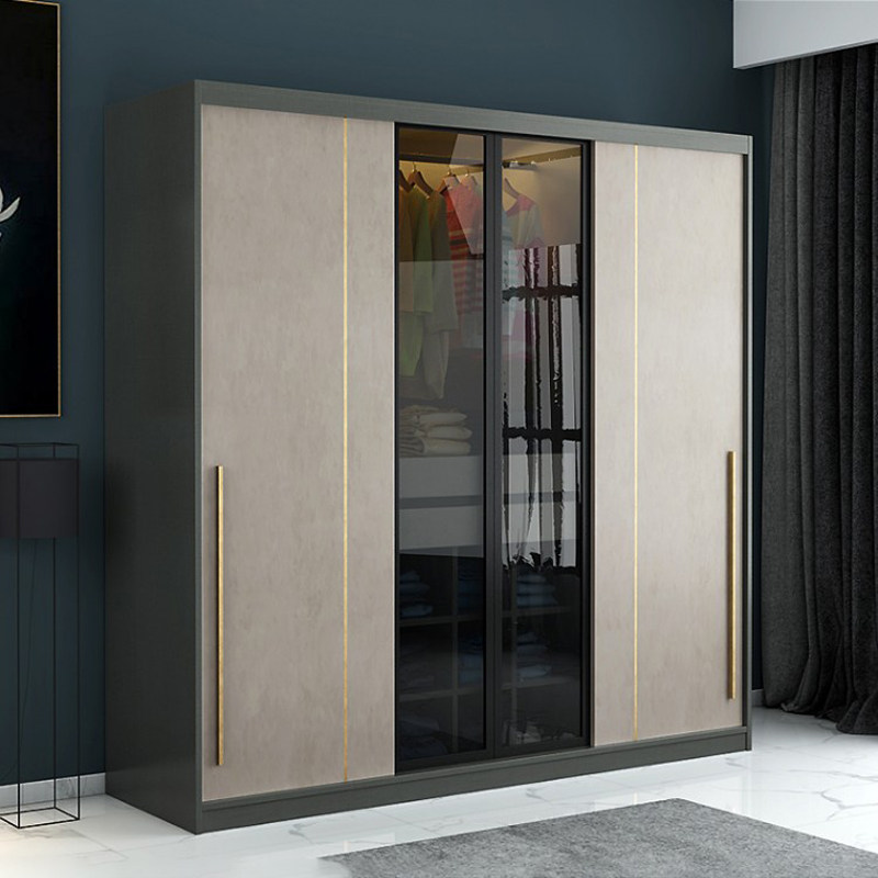 Nordic light lavish wardrobe Ramen rear modern minimalist glass door 3 doors 4 doors home master bedroom big closet
