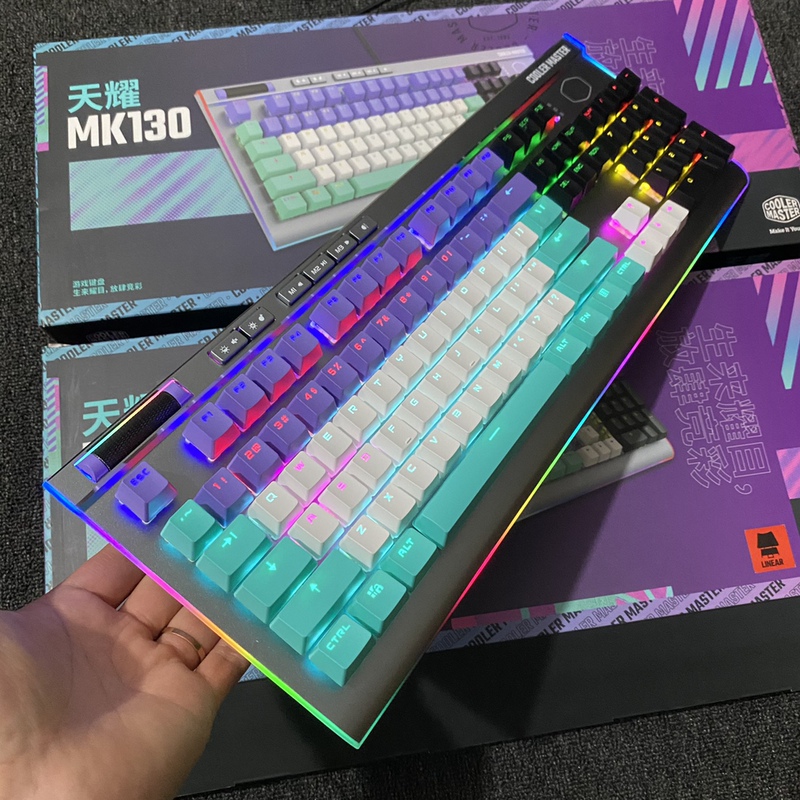 Cooler Master Mk130 Mechanical Keyboard Gaming Red Switch with Rgb Ambient Lighting, Volume Control Wheel, Aluminum Alloy Surface