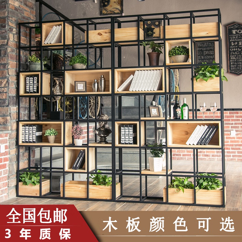 Loft decorative shelf bookshelf hair salon partition screen rack dining room trapezoidal floor large capacity multi-layer