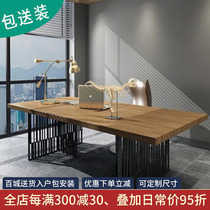 Solid Wood Owner Desk Boss Table Single High-end Small Fashion Design Sense Industrial Wind Office Big Board Tea Table