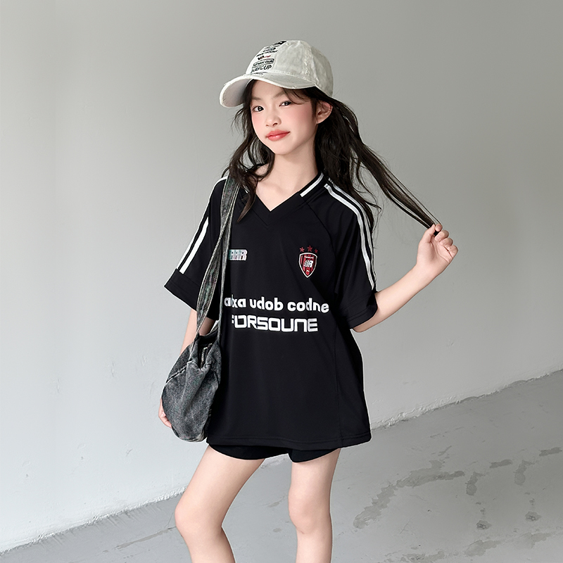 Girls' Short-Sleeved T-Shirt 2026 Summer Set 9 Junior High School Students Thin Loose Ice-Feel Quick-Drying American Sports Jersey Girls' Short-Sleeved T-Shirt 2026 Summer Set 9 Junior High School Students Thin Loose Ice-Feel Quick-Drying American Sports Jersey