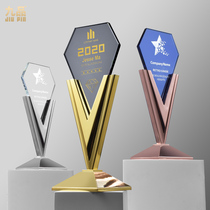  Victory high-end metal trophy crown Asia third place gold silver and copper customization enterprise competition award honor prize customization